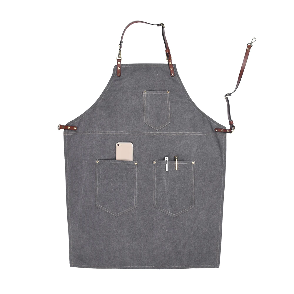 Coffee Bar Denim Barista Apron Stylish Bistro Jeans Apron with Pocket