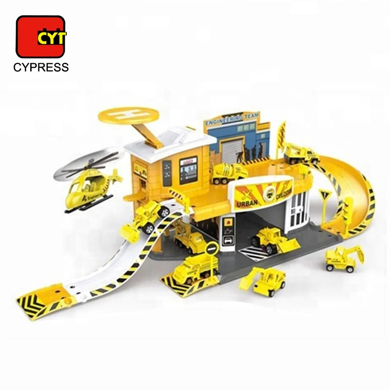 Детская игрушка пожарная станция гаражная стоянка игрушечный набор с литыми автомобилями