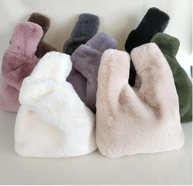 
STABILE 2021 New Winter Bag for Women Soft Wool Lady Bag Korean Fashion pure color Fur Bag Handbag 
