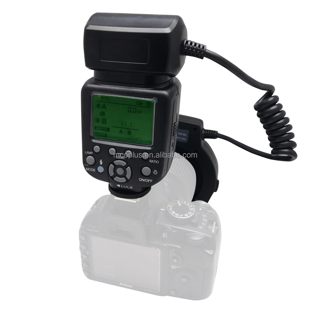 Mcoplus 14EXT-N LED AF Assist Lamp 5500K for Nikon i-TTL with 8 Metal Adapter Rings Macro TTL Ring Flash