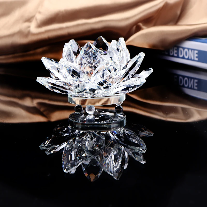 
Crystal glass lotus flower shape candle holder for home centerpieces 