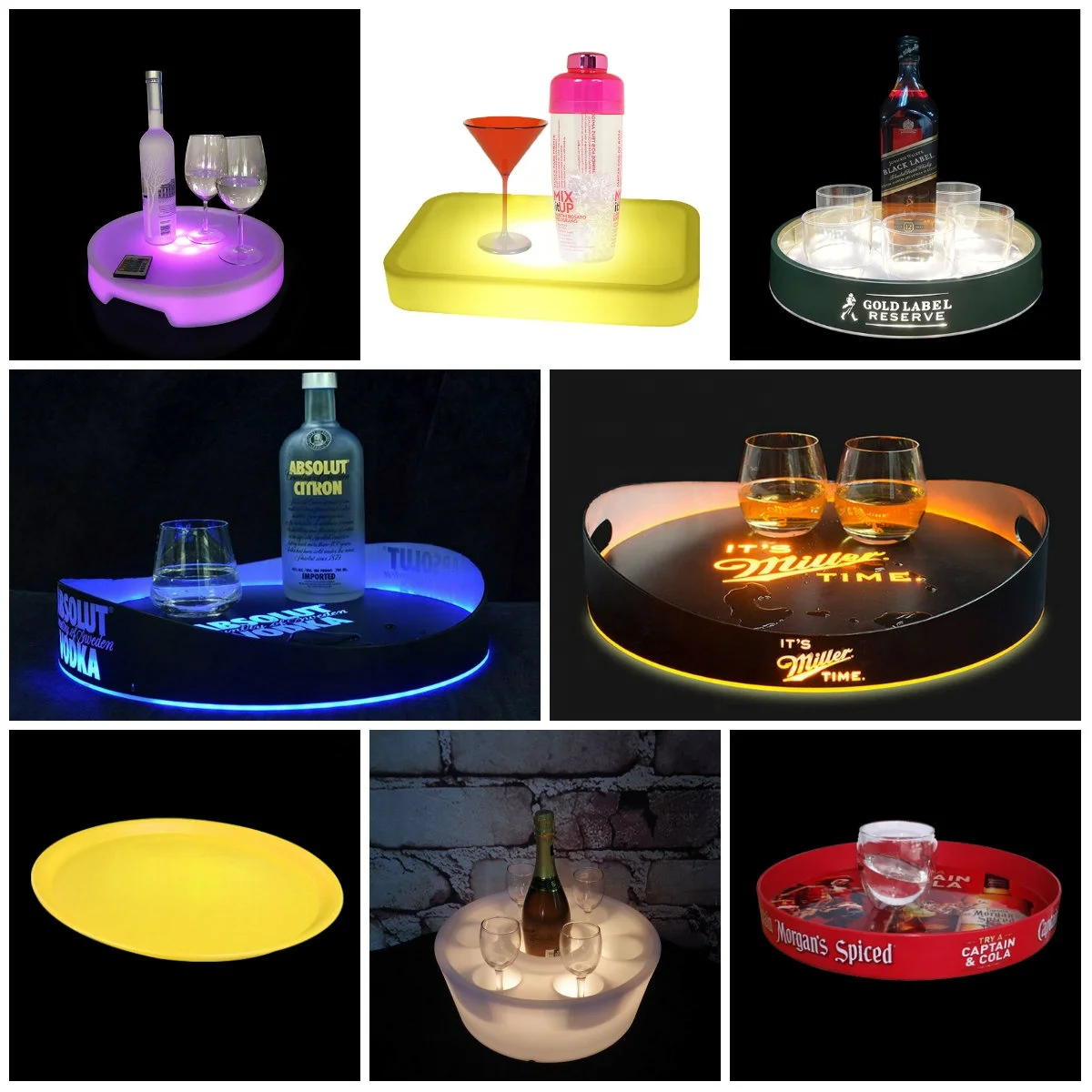 Lincond 2019 Popular Products LED Service Tray  Glass  Bottle Serving Tray