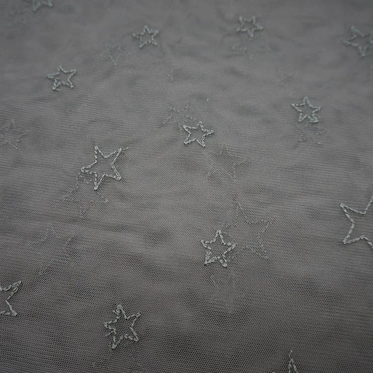 
Brown five-pointed star gauze for home-use polyester embroidery fabric 