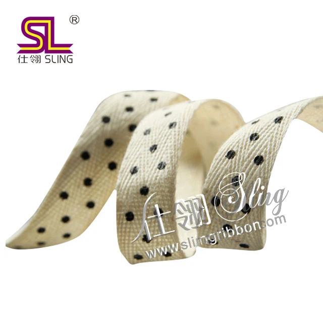 Customized logo  printing on grosgrain ribbon 3/8 polka dot grosgrain ribbon