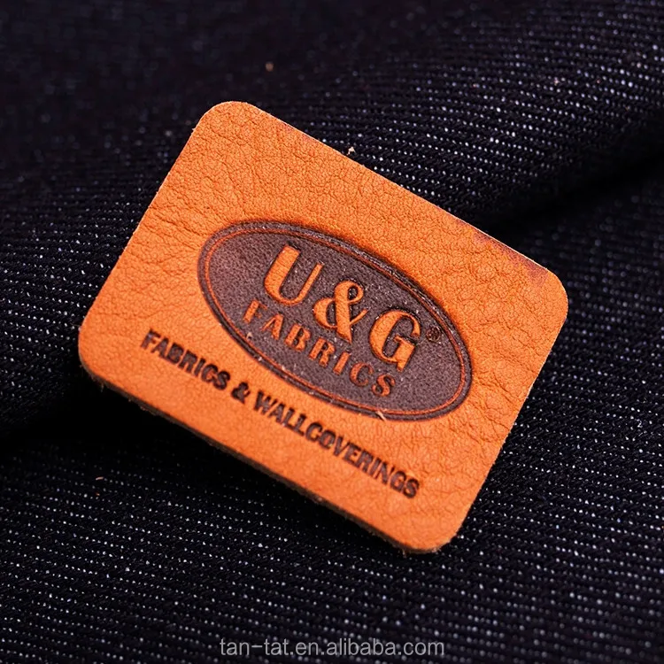 Black Genuine Hem Leather Label Tag for Jeans