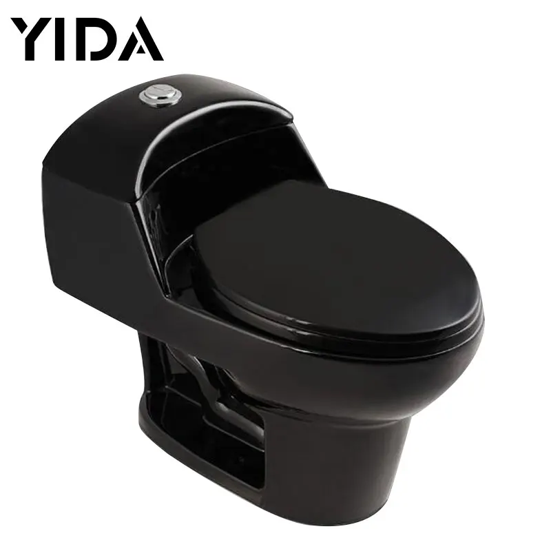 Style Ceramic Wc Commode Supply Brazil Black Color One Piece Siphonic Toilet,black Double Piece with Slowdown Floor Mounted YIDA