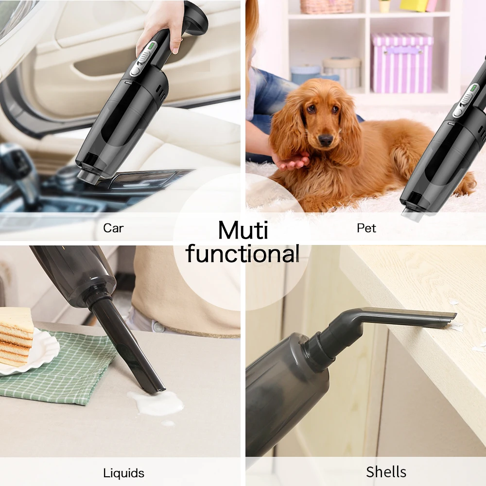 YANTU V01 black high power portable wireless 120w cordless handheld car strong suction 7000PA vacuum cleaner for car