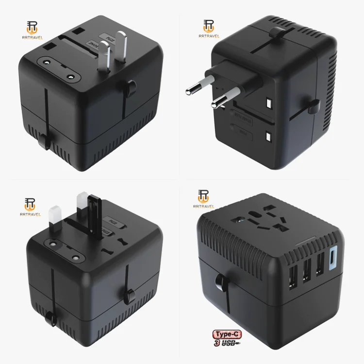 
Universal Travel USB Power Adapter With 4 Plugs All in One for US UK AUS 