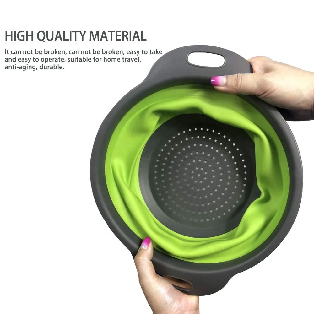 Set of 2 Food Grade Silicone Collapsible Colander