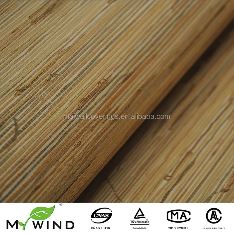 White off Temp real grass natural textured living room wallpaper straw wall covering