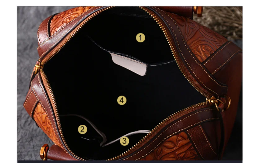 China Supplier 2019 Fashion Embossed Boston Big Capacity Handbags Cowhide Leather Ladies Hand Bags