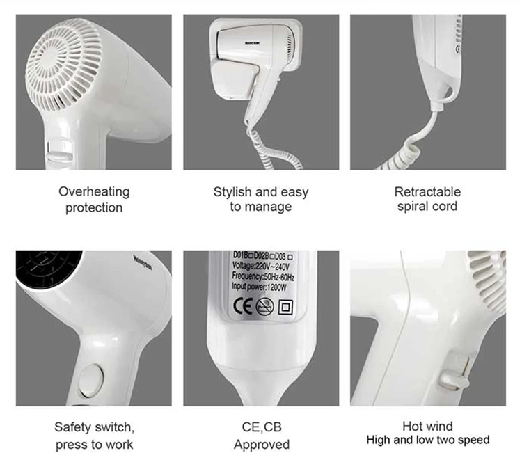 Honeyson New Arrival Usa Hotel Professional Pocket Rechargeable Hair Dryer