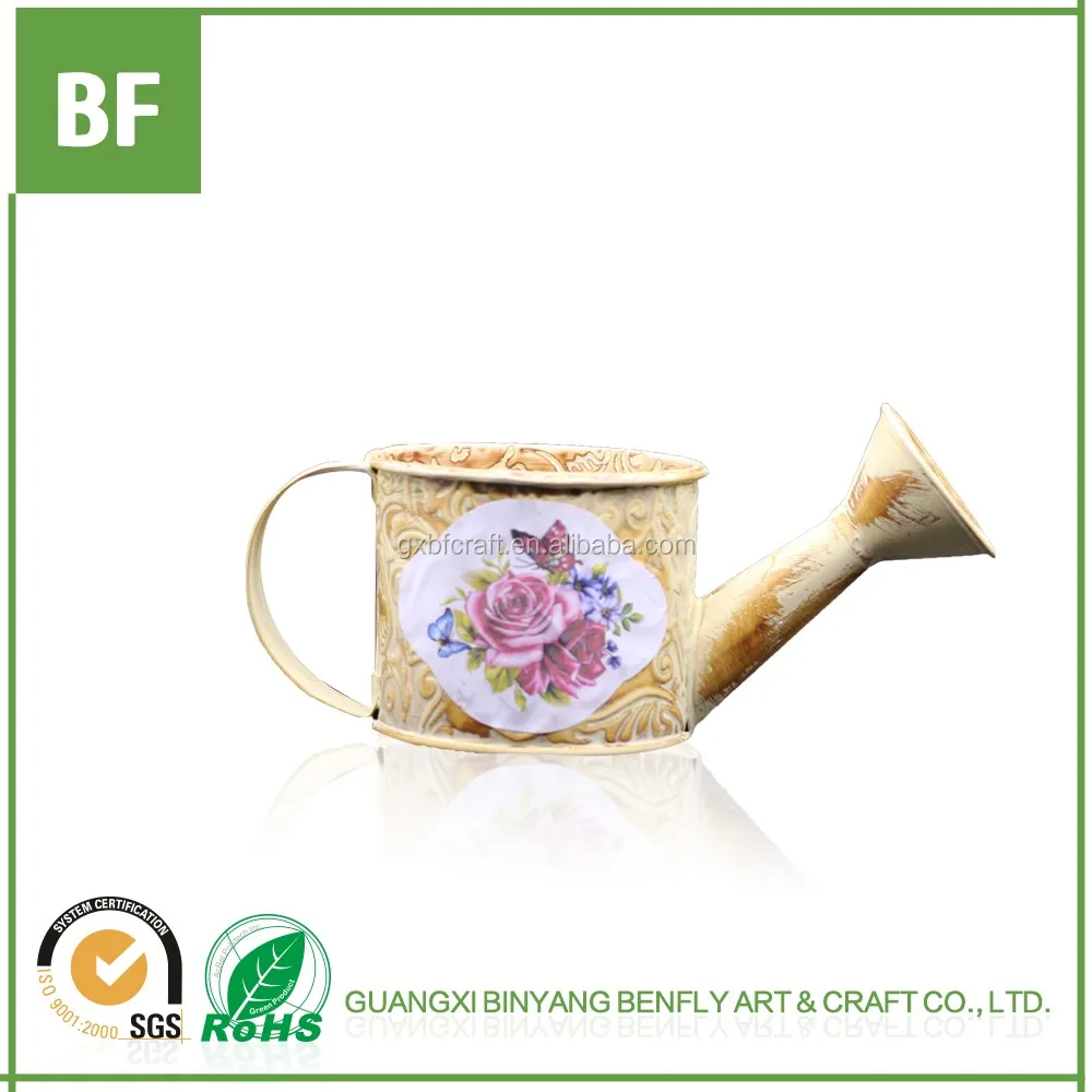 Vintage  Decorative Tin watering can Garden Planter Small Metal Galvanized Metal Planter