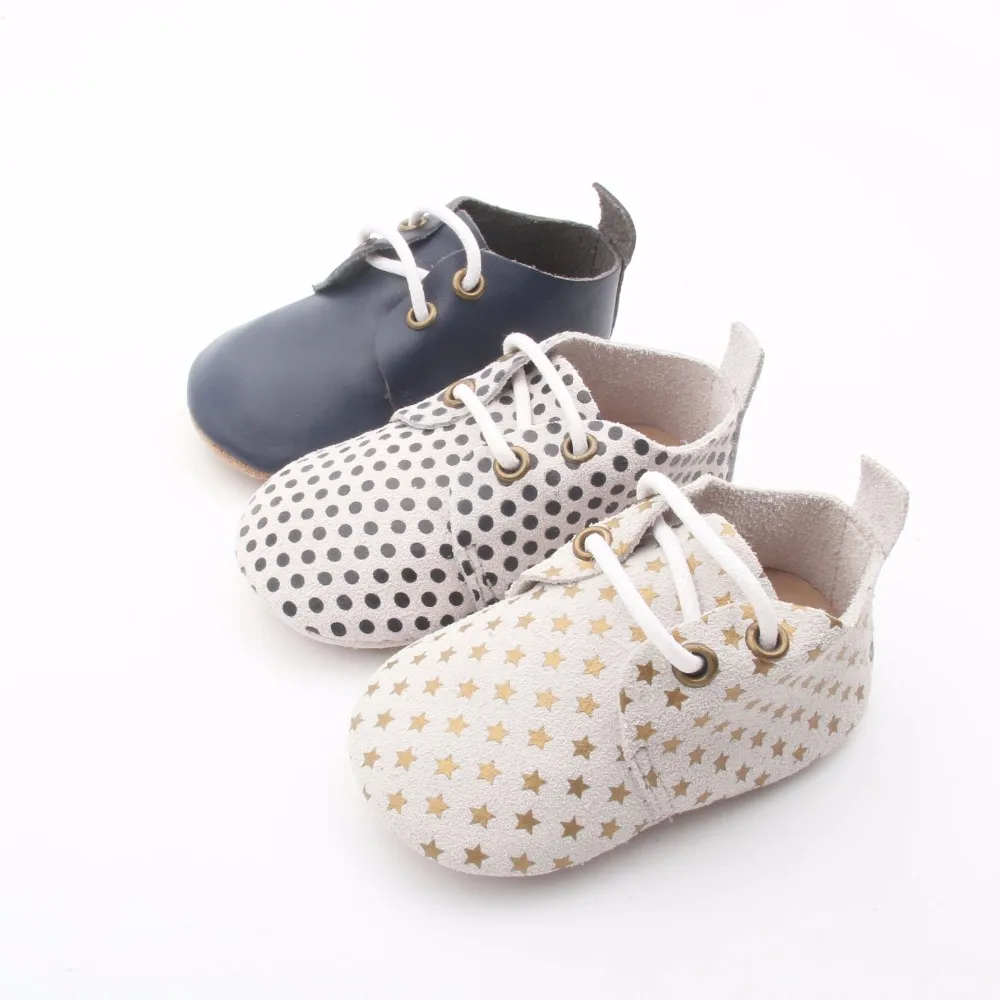 2017 kid shoe soft leather oxford shoes printing for baby toddler shoes