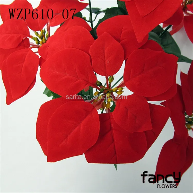 factory wholesale single stem christmas artificial poinsettia flower