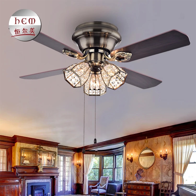 Hand Pull Crystal Ceiling Fan Manufacturer Electric Ceiling Fan With Light