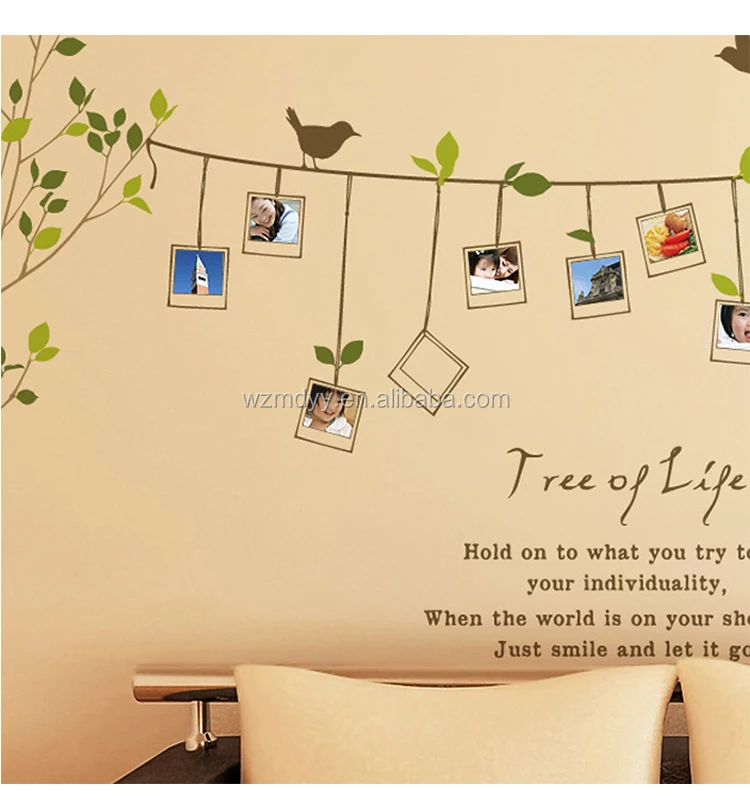 China Wholesale Home Decor Photo Frame Sticker Tree Removable Decal Room Wall Sticker Vinyl Art