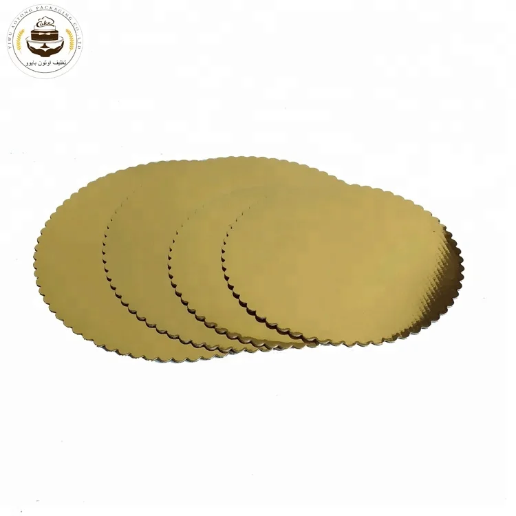 Hot Sale Scalloped Gold Round 2mm Corrugated Stand Cake Boards Cup Cake Tray