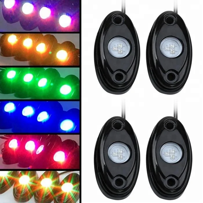 Hot Selling Led Boat Ambient Lighting Car Underglow Rock Light Kit 4 Pods RGB Led Rock Light For Car Truck Offroad