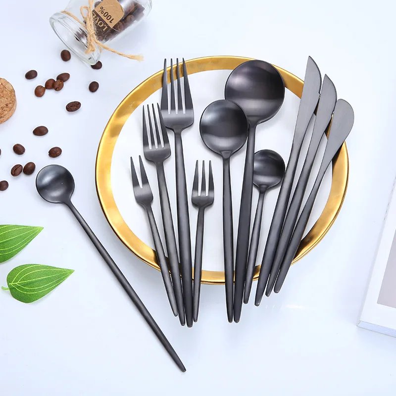 
Western dinner set blue black steak dessert coffee spoon 304 stainless steel knife and fork spoon 