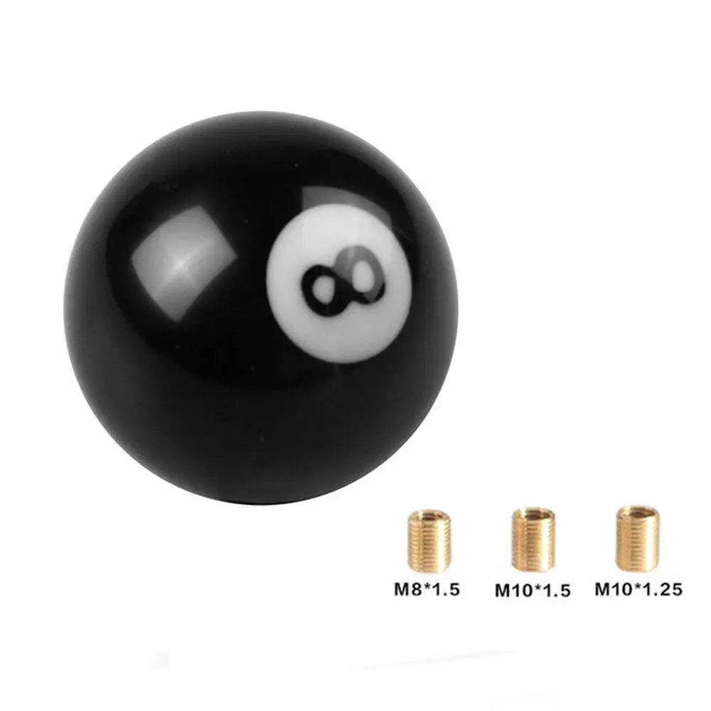 Black 8th POOL BILLIARD BALL Custom Shift Lever Shift Knob Shifter Head With Three Size Thread Adapter