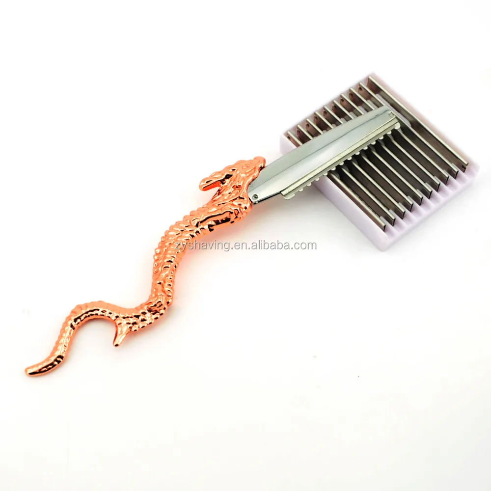 NEW Rose Gold Dragon HairCutting Razor Hairdressing Barber Stylist +10x Blades