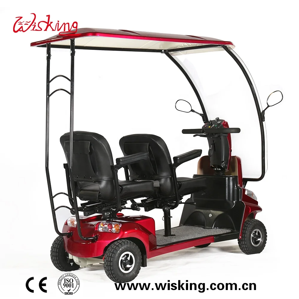 Large size  2 seat 4 wheel  electric mobility scooter with sunny roof for adult wisking 4033B