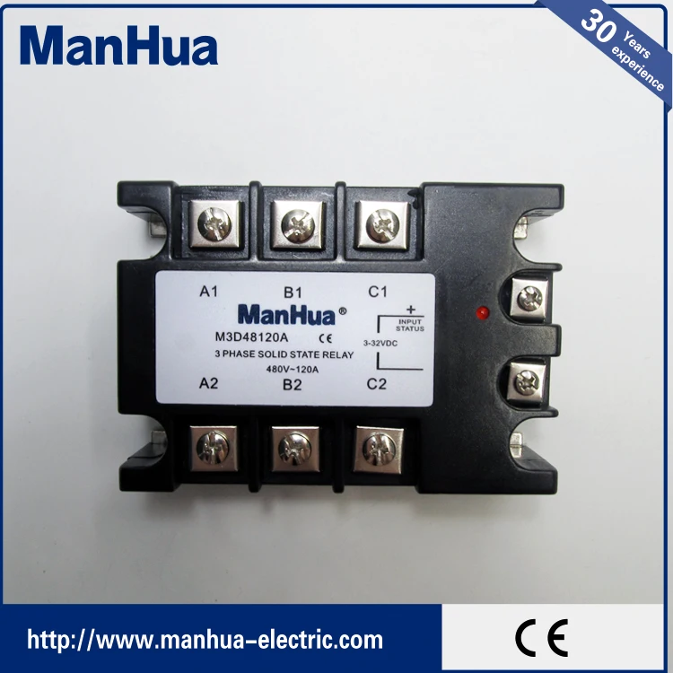 Oem MANHUA трехфазный постоянного тока в переменный 3-32VDC к 480VAC 120A черный твердотельные реле / SSR реле с CE