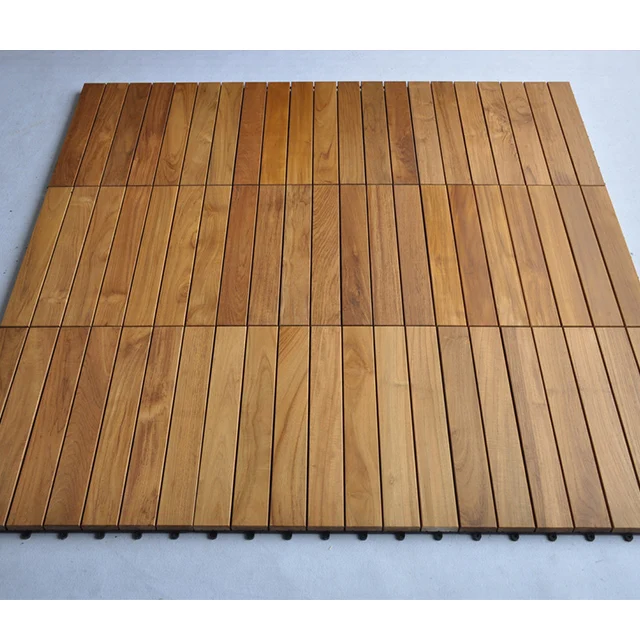 DIY Interlocking Deck Tiles Burma Teak Solid Wood Outdoor Garden Path Decking Tiles