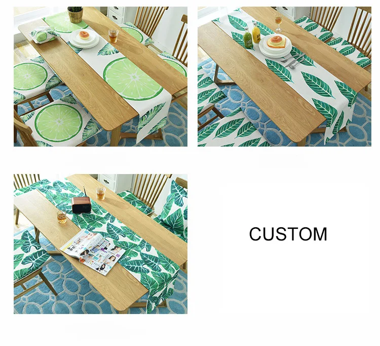 Modern Decorations Table Runner for Wedding Party Tropical Palm Leaf Print Table Runner