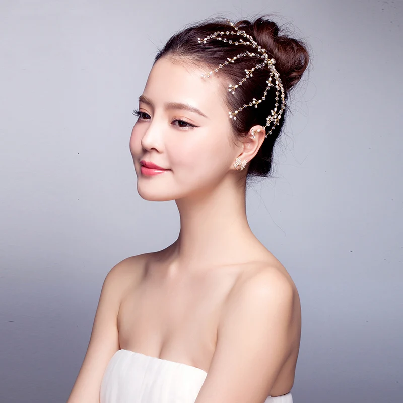 New Korean dish made hair fork bride wedding accessories pearl branch hairpin u-head hair beads wholesale