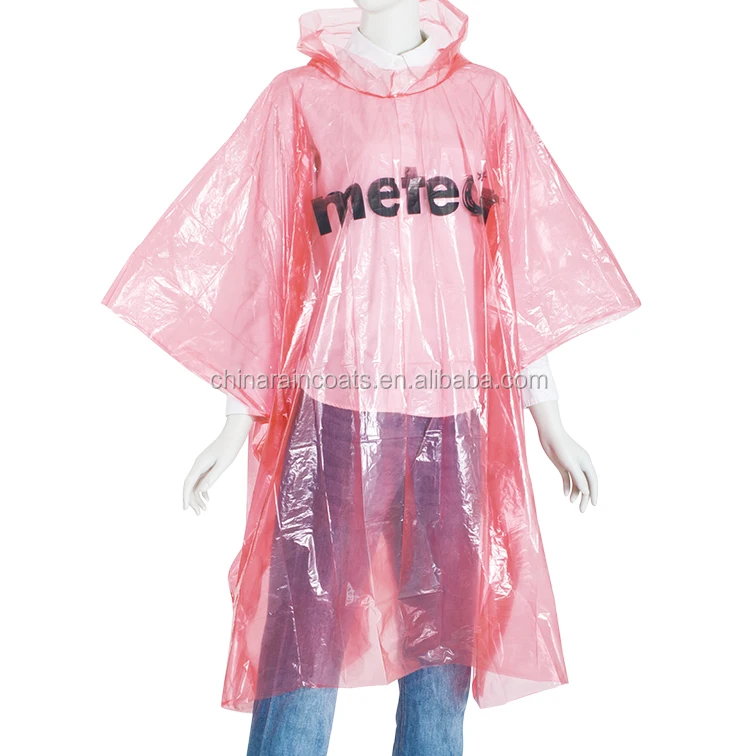 Disposable Waterproof White Color Promotional PE rain poncho Raincoat