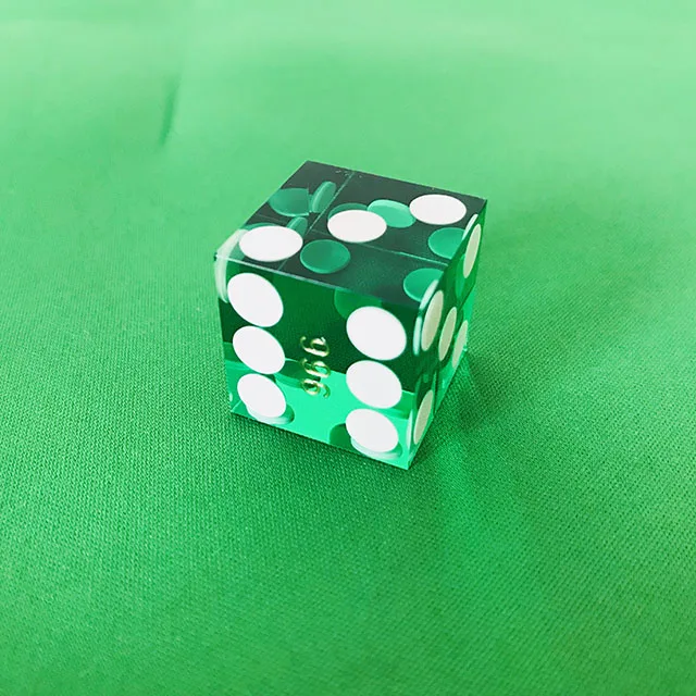 YUANHE Seriallized Green Casino dice  and Matching Serial Numbers Set of 5 acrylic dice 19mm casino dice