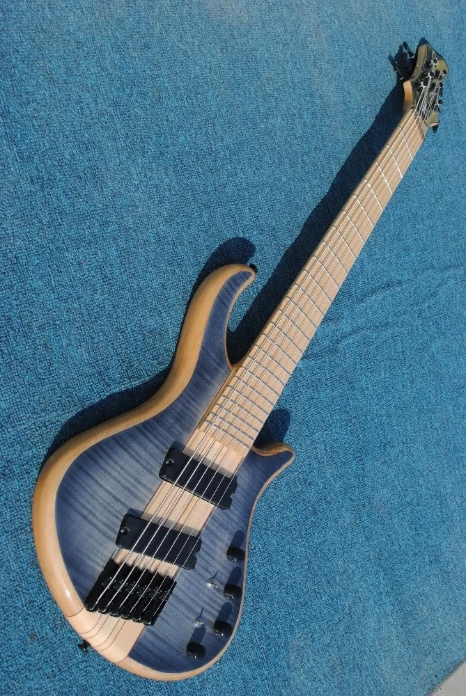 Weifang Rebon 6 string neck through body fanned fret multi scale electric bass guitar