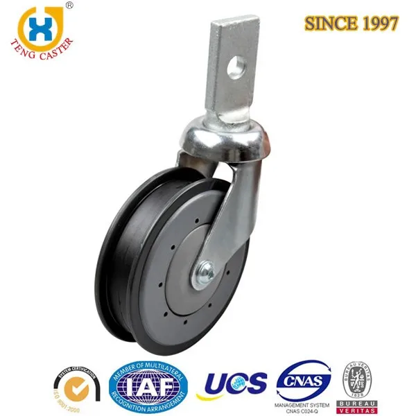 Supermarket 5inch pu flat stem shopping cart casters and wheels