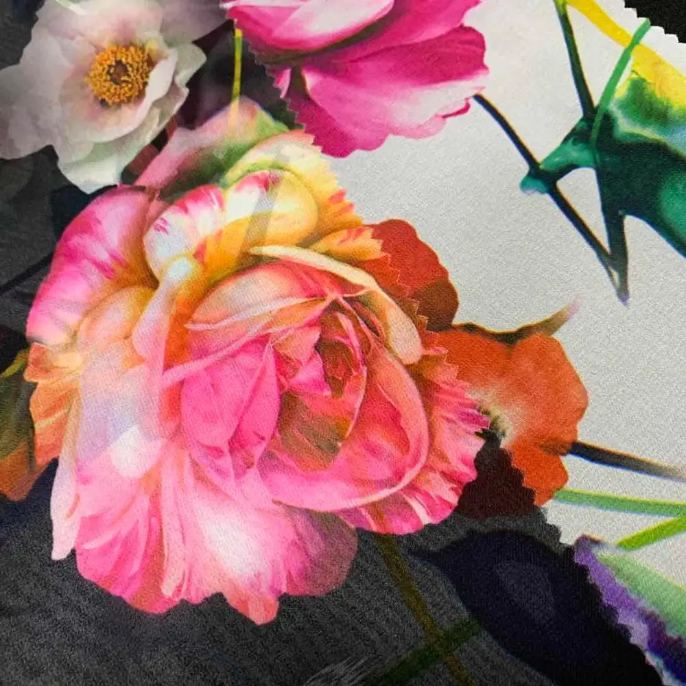 High quality Paper printed Wool Chiffon/Hi-Multi Chiffon abaya fabric Formal Black