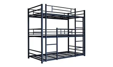 New Design Black Double Layer Stacked Bed for Adult Kid Metal Detachable Bunk Bed with curtain and drawers