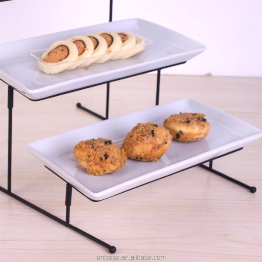 White Stand Ware Porcelain Dishes Plates Bowl Ceramic Nuts Trays Pie Dish Used Restaurant 3 Tier Serving Tray
