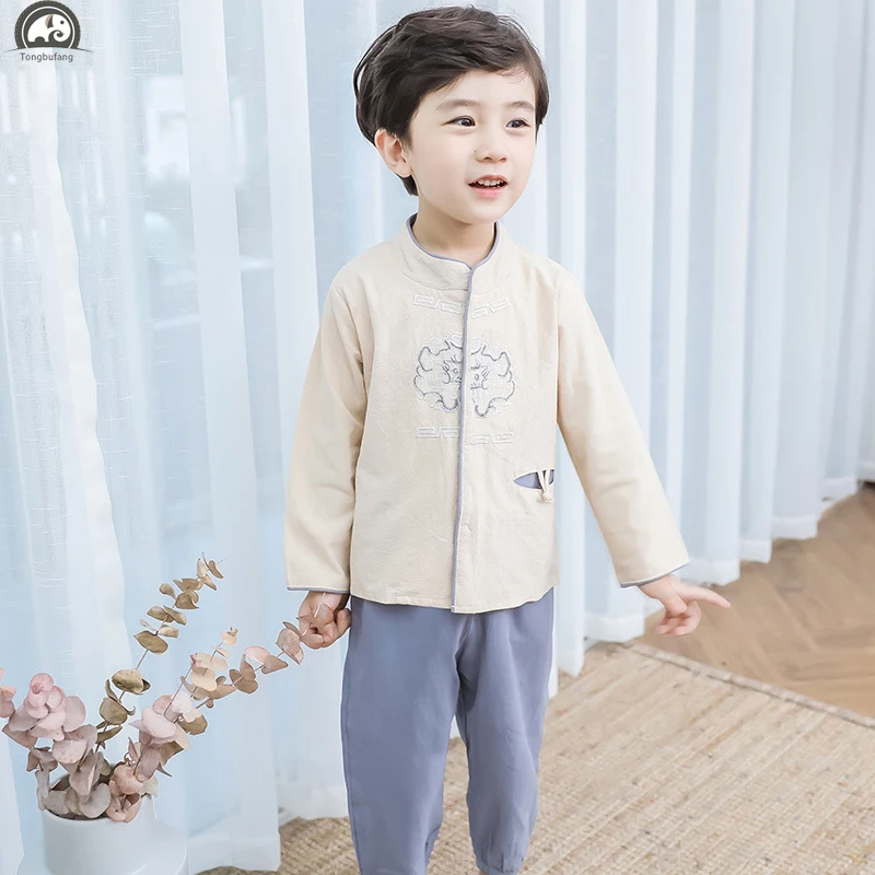 cotton and linen children tang suit two sets hanfu Chinese traditional clothing kids