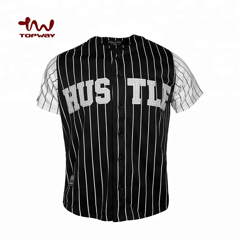 Fashion Hip-hop Round Neck Button Black Stripe T Shirt