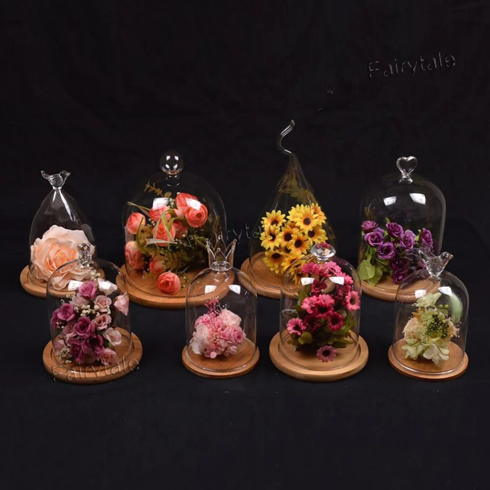 
Creative Glass Cover Everlasting Flower Dome Display Glass Cheese Dome 