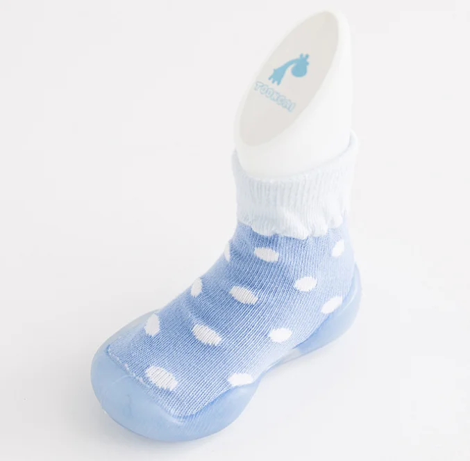 
Polka dot 5 solid color rubber sole anti silp kids pre walk socks 