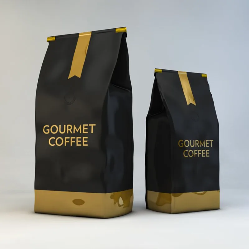 Wholesale Custom Printed Recyclable Doy Pack Coffee Packaging Bag Square Bottom Zipper Bags With Valve
