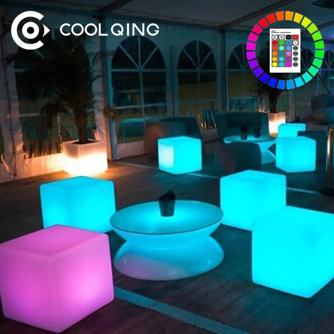 led cube 50x50x50 Manufacture glowing furniture modern RGB LED plastic light cube
