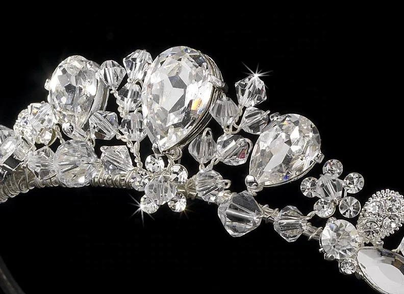 Женская элегантная тиара ручной работы с кристаллами стразами для невесты