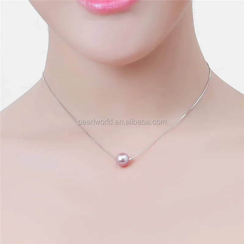 FEIRUN 9-10mm purple natural real round pearl pendant wholesale price,fashion new pendant necklace design