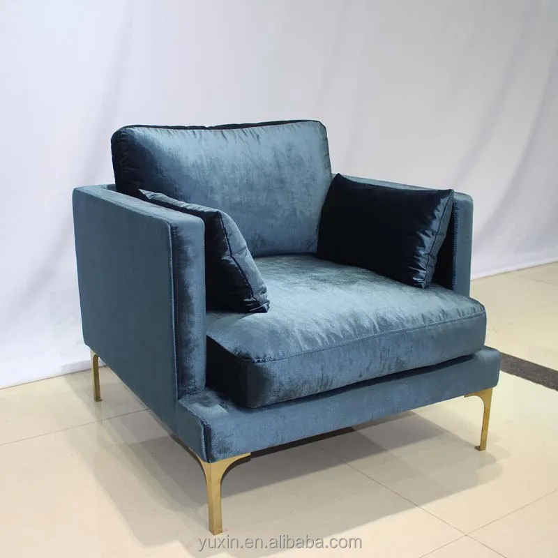 high quality feather memory foam pink colour fabric sofa set with gold feet