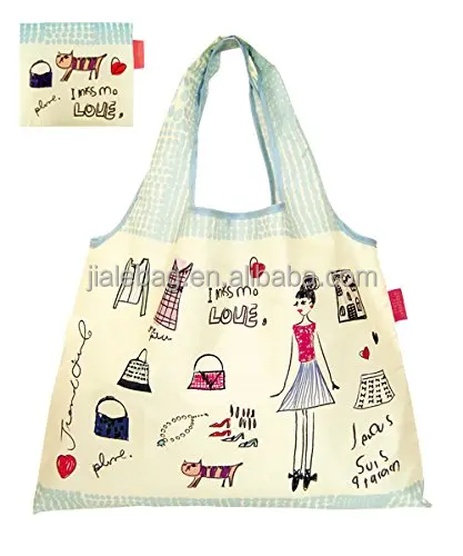 Custom 210T polyester foldable shopping bag