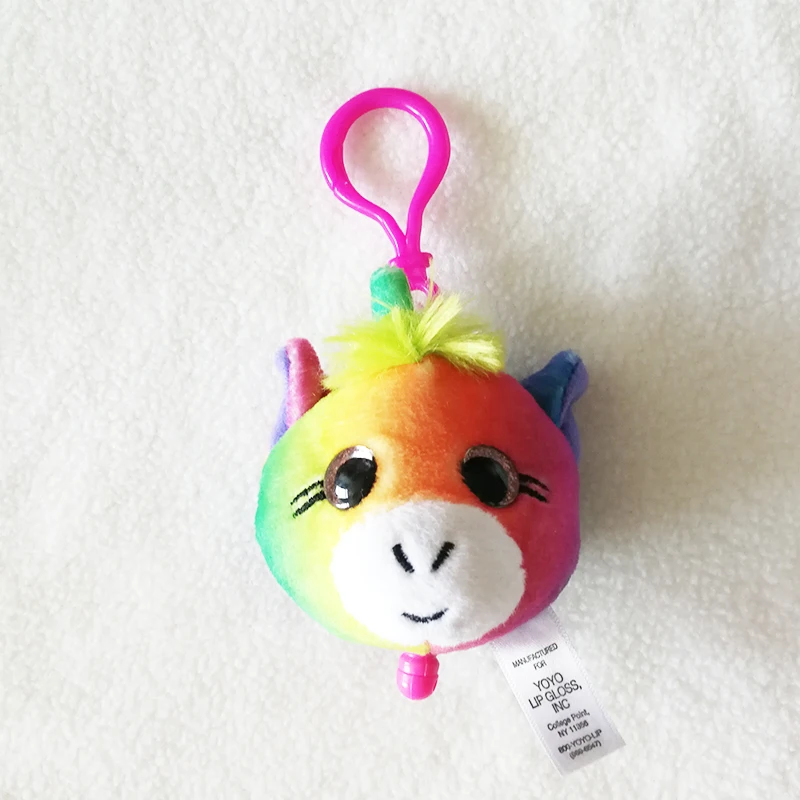 custom cute 8cm mini rainbow unicorn stuffed animal toy Telescopic Keychain plush Retractable Keychain