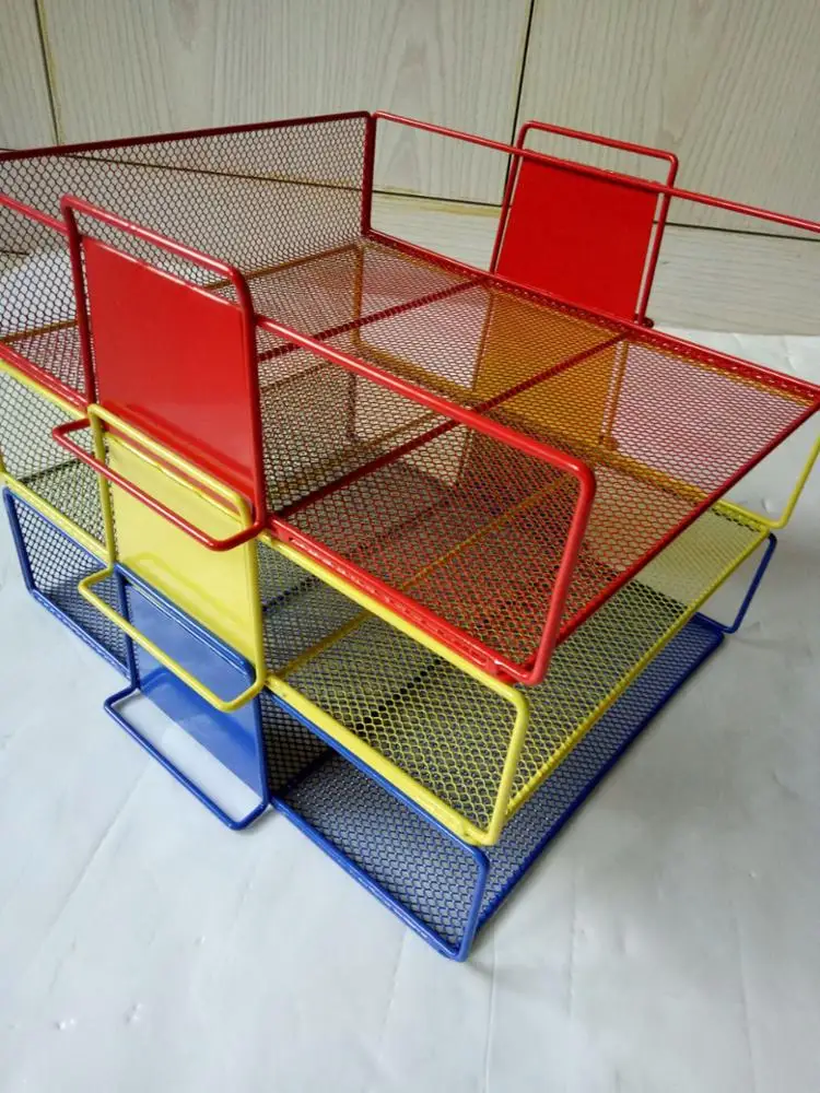 
Hot Sale Office desk organizer 4 tier mesh paper file document stackable letter tray 